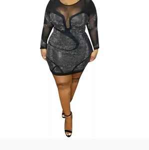 Faux leather Dress with sequence